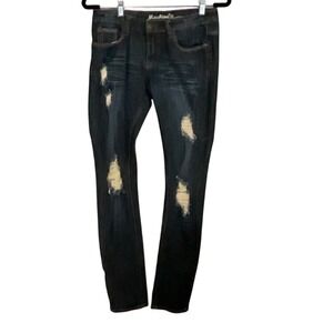 Machine Nouvelle Mode Distressed Skinny Jeans Dark Wash Ripped Denim USA 28